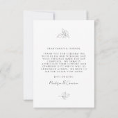 エレガントなウェディングフォトカスタムメッセージ サンキューカード (裏面)