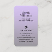 エレガントなウェディングフォトグラファー垂直 名刺 (裏面)