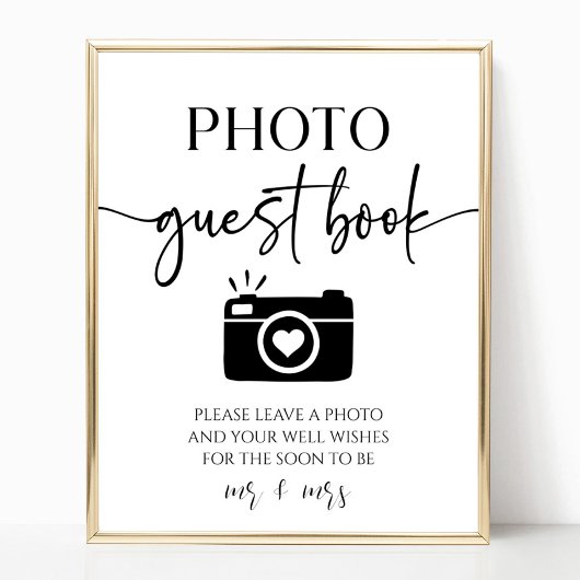 エレガントなウェディングフォトゲストブックテーブルサイン ポスター