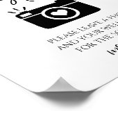 エレガントなウェディングフォトゲストブックテーブルサイン ポスター (角)