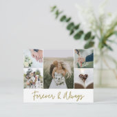 エレガントなウェディングフォトコラージュありがとう予算 ポストカード (スタンド正面)