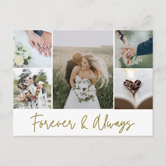 エレガントなウェディングフォトコラージュありがとう予算 ポストカード (正面)