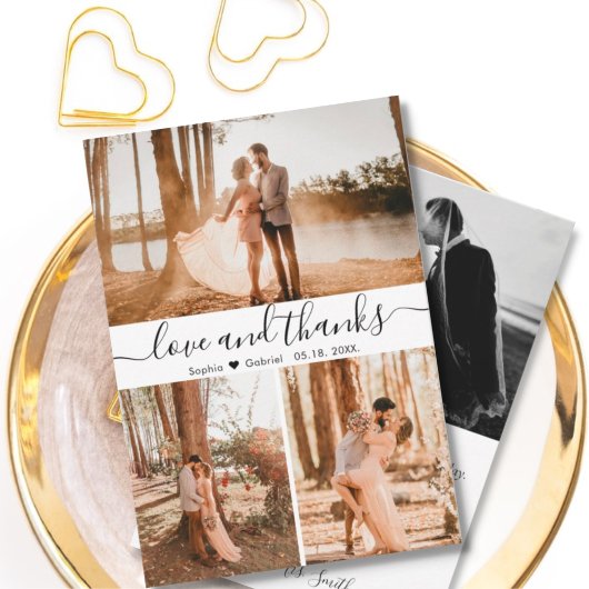 エレガントなウェディングフォトコラージュサンキューカード サンキューカード