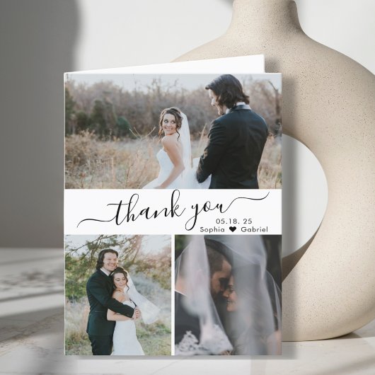 エレガントなウェディングフォトコラージュサンキューカード サンキューカード