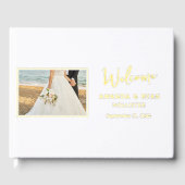 エレガントなウェディングフォトゴールドフォイルへようこそ ゲストブック (正面)