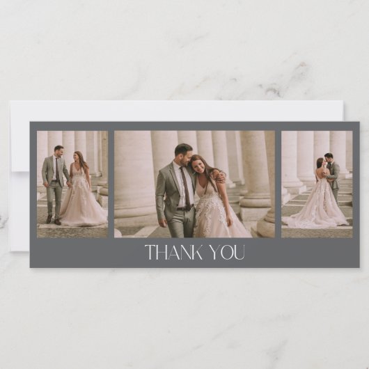 エレガントなウェディングフォトサンキューカード (正面)