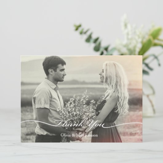 エレガントなウェディングフォトサンキューカード サンキューカード (スタンド正面)