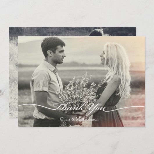 エレガントなウェディングフォトサンキューカード サンキューカード (正面/裏面)