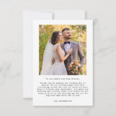 エレガントなウェディングフォトサンキューカード サンキューカード (裏面)