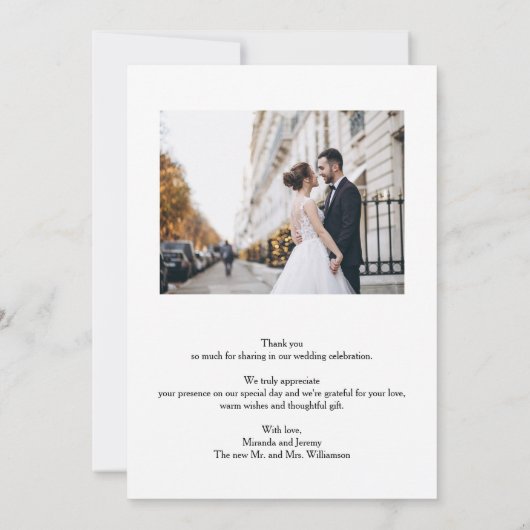 エレガントなウェディングフォトサンキューカード サンキューカード (裏面)