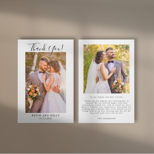 エレガントなウェディングフォトサンキューカード サンキューカード