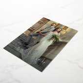 エレガントなウェディングフォトシルバーフォイルサンキューカード 箔招待状 (回転した状態)