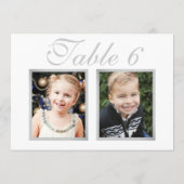 エレガントなウェディングフォトシルバーホワイトテーブル番号 招待状 (裏面)