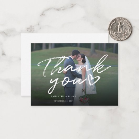 エレガントなウェディングフォトスクリプトありがとう ノートカード (正面/裏面インサイチュ)