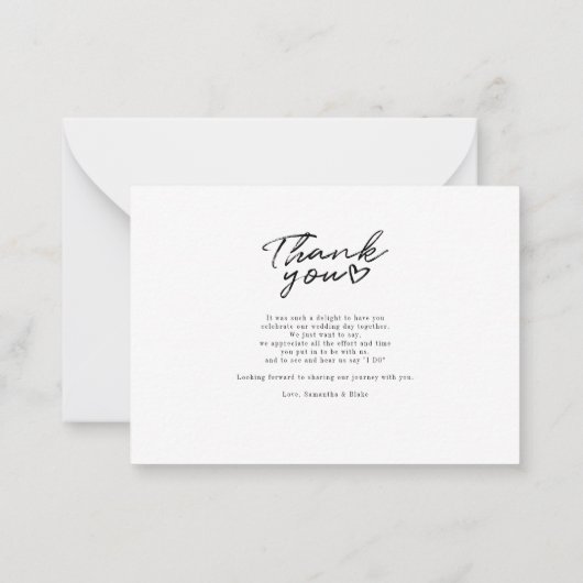 エレガントなウェディングフォトスクリプトありがとう ノートカード (裏面)