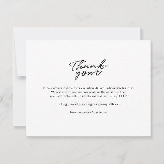 エレガントなウェディングフォトスクリプトありがとう ノートカード (裏面)