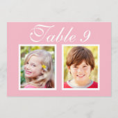 エレガントなウェディングフォトピンクテーブル番号 招待状 (裏面)