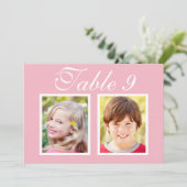 エレガントなウェディングフォトピンクテーブル番号 招待状 (スタンド正面)