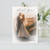 エレガントなウェディングフォトベッラムパーソナライズされたエッジ サンキューカード (スタンド正面)