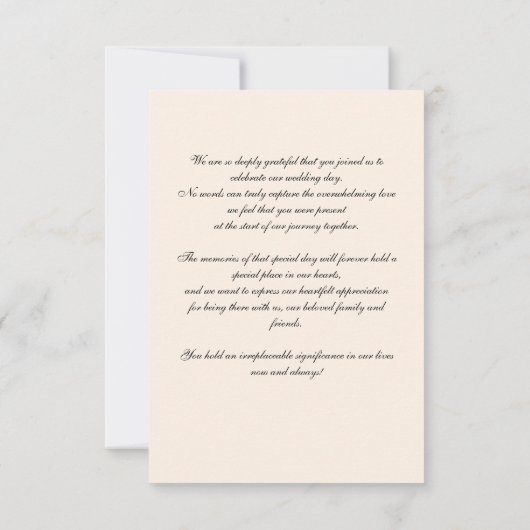 エレガントなウェディングフォトベッラムパーソナライズされたエッジ サンキューカード (裏面)