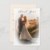 エレガントなウェディングフォトベッラムパーソナライズされたエッジ サンキューカード (正面/裏面)