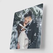 エレガントなウェディングフォトホワイトクラシック番号 スクエア壁時計 (傾斜)