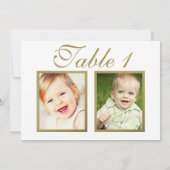 エレガントなウェディングフォトホワイト金ゴールドテーブル番号 招待状 (裏面)