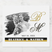 エレガントなウェディングフォトボトルラベル、記念日 リキュールボトルラベル (シングルラベル)