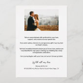 エレガントなウェディングフォトモダンスクリプト 箔シーズンカード (裏面)