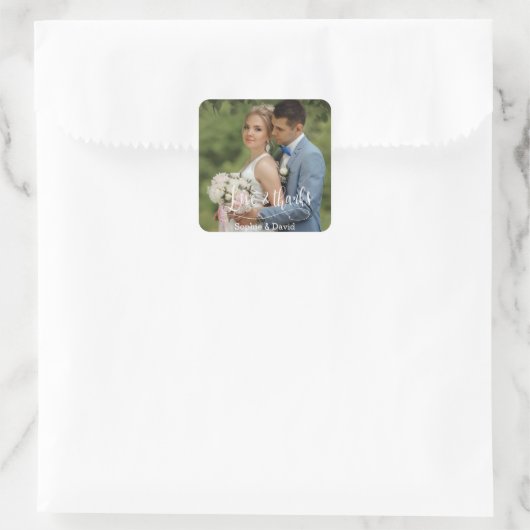 エレガントなウェディングフォトラヴ感謝していィ& スクエアシール (バッグ)