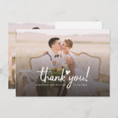 エレガントなウェディングフォト手書き サンキューカード (正面/裏面)