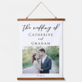 エレガントなウェディングフォト新婚カップル 吊り下げ型タペストリー (正面)