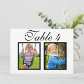 エレガントなウェディングフォト白黒テーブル番号 招待状 (スタンド正面)