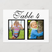 エレガントなウェディングフォト白黒テーブル番号 招待状 (正面)