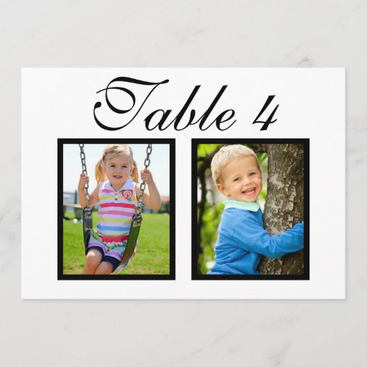 エレガントなウェディングフォト白黒テーブル番号 招待状 (正面)