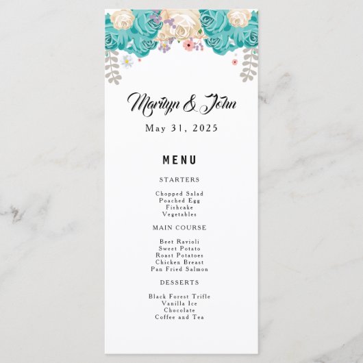 エレガントなウェディングフローラブルー白い花 メニュー (正面)