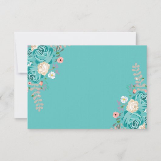 エレガントなウェディングフローラブルー白い花 出欠カード (裏面)