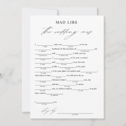 エレガントなウェディングブズブライダルリブスゲーム 招待状 (正面)