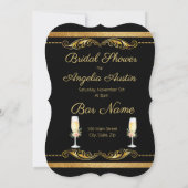 エレガントなウェディングブラックと金ゴールドブライダルシャワー 招待状 (裏面)