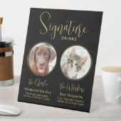 エレガントなウェディングブラック金ゴールドペットのシグネチャードリンク 台座サイン (インサイチュ)