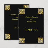 エレガントなウェディングブラック金ゴールド サンキューカード (正面/裏面)
