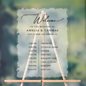 エレガントなウェディングブラック |白い歓迎とタイムライン アクリルサイン (ニュートラル)