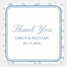 エレガントなウェディングブルーパーソナライズされたガーデン スクエアシール