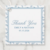 エレガントなウェディングブルーパーソナライズされたガーデン フェイバータグ (正面)