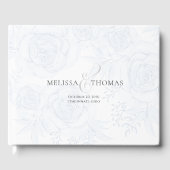 エレガントなウェディングブルーフローラボホグリーンシンプルリー ゲストブック (正面)