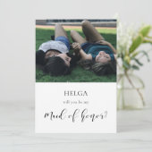 エレガントなウェディングプランナーカード　あなたは私のメイドオブオナーになりますか？ 招待状 (スタンド正面)