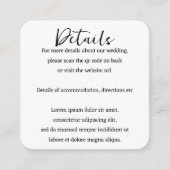 エレガントなウェディングプレーンシンプルQRコード エンクロージャーカード (正面)