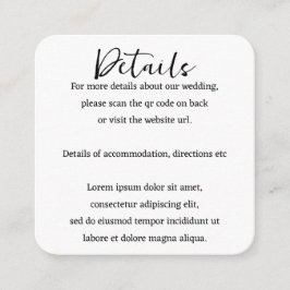 エレガントなウェディングプレーンシンプルQRコード エンクロージャーカード
