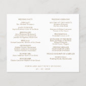 エレガントなウェディングプログラムと金ゴールドのタイムライン (裏面)