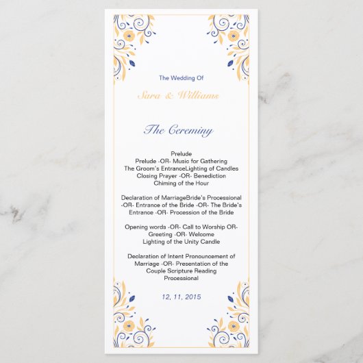 エレガントなウェディングプログラムテンプレート プログラム (正面)